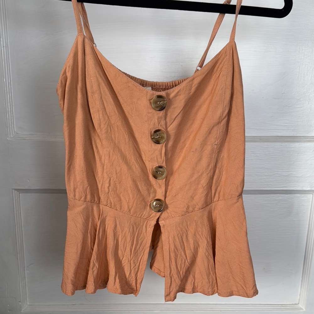 Peach Button-Down Women's Top